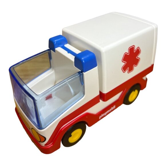Vintage 1990's Playmobil 4 Figures Firemen First Aid & Customs Boat Ambulance - Picture 7 of 12